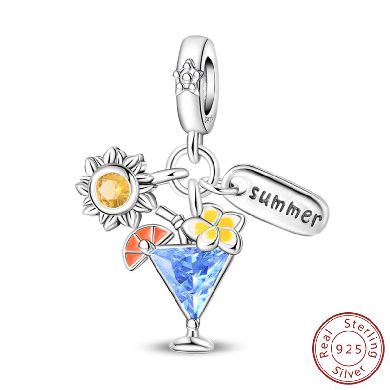 100% 925 Silver Charms Pendant Airplane Beach Sailing Hat Sun Energetic Attractiveness Design For Fine Jewelry Making