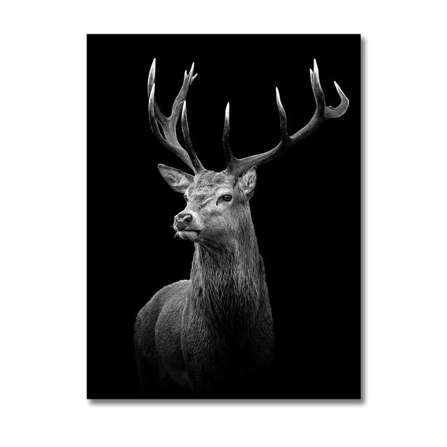 Black and White Wildlife Oil Painting, Tiger, Lion, Elephant Picture, Wall Art Poster and Printmaking Living Room