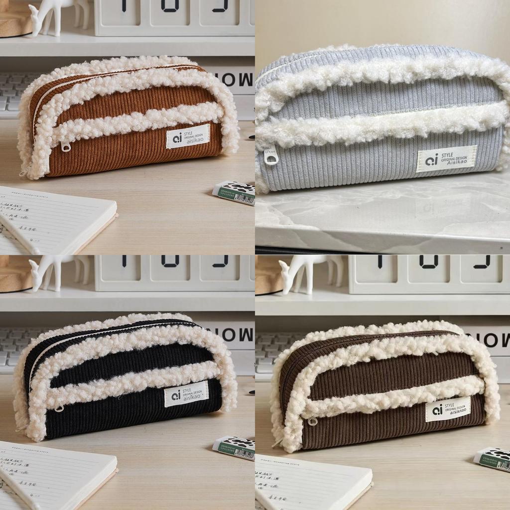 Corduroy Pen Case With Large Capacity For Office And School Supplies