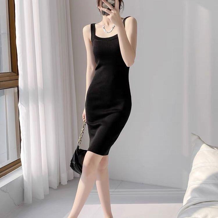 Summer Tank Halter Women Sexy  Casual Solid Clothing Chic Club Female Vintage Girl Sleeveless Elegant Dress