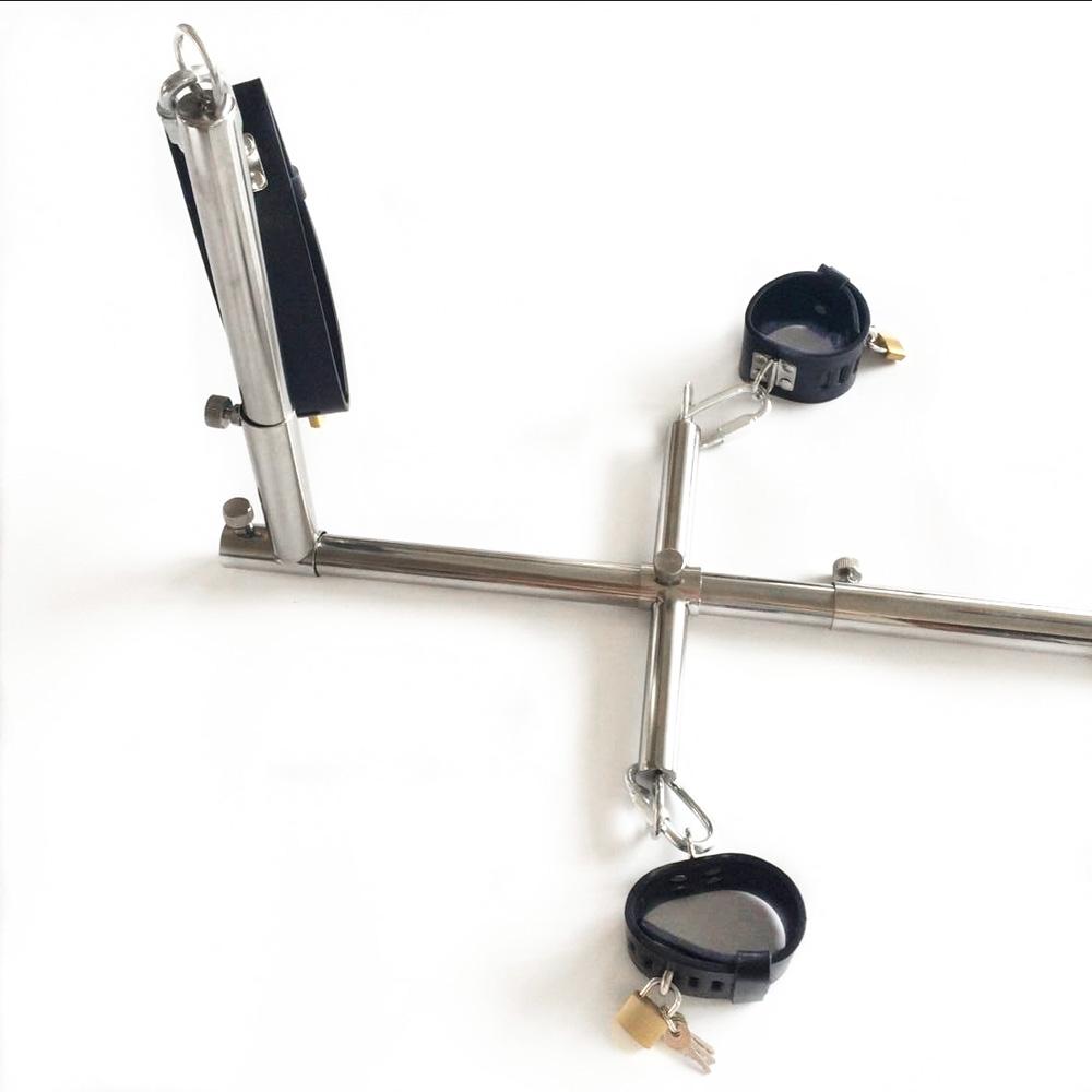 VaHppy Dog Slave Restraint Stand Handcuffs + Collar + Penis Stainless Steel  Adjustable Length SM Bondage BDSM Sex Toys