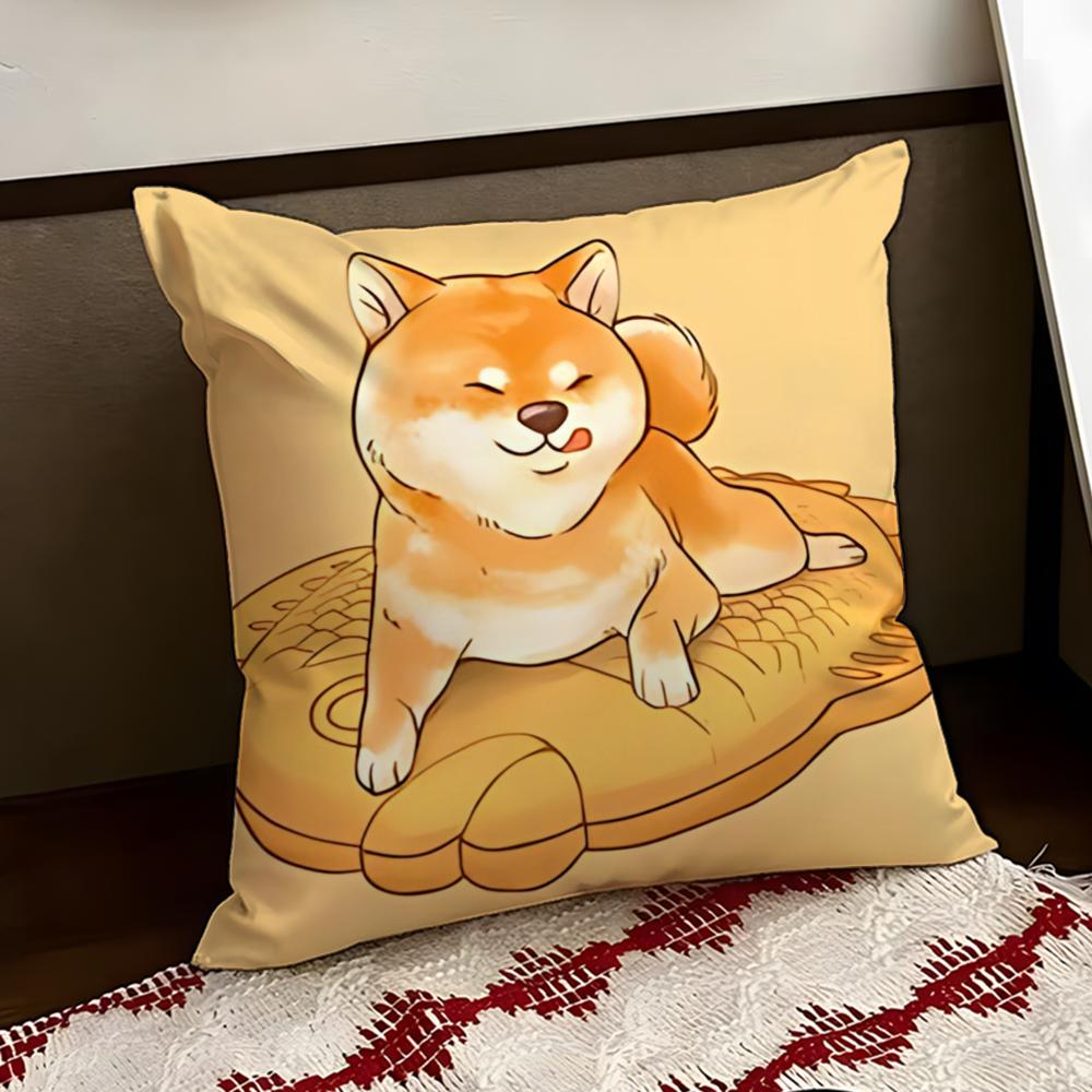 Cheeky Adorable Shiba Inu Cushion Cover Reversible Soft Durable Pillow Cover Home Car MultiScene Use for Daily Comfort