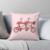 Pink Flamingos On Tandem Bike Square Pillowcase Polyester Linen Velvet Pattern Decorative Pillow Case Car Cushion Cover 45X45