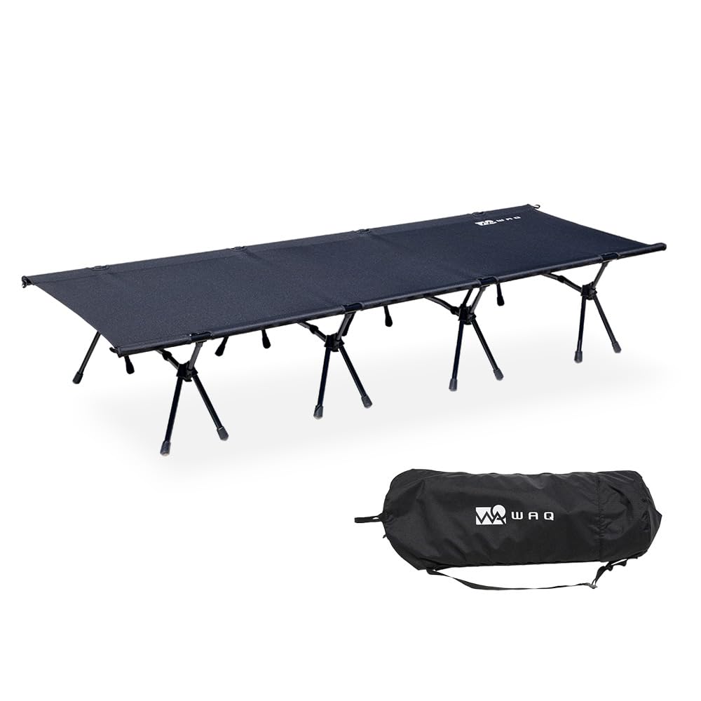 WAQ 2WAY WIDE COT 2WAY Wide Cot Postýlka Kempingová postýlka Kempingová postel Široká skládací šířka 80 cm 600D High-Low (ČERNÁ - List)