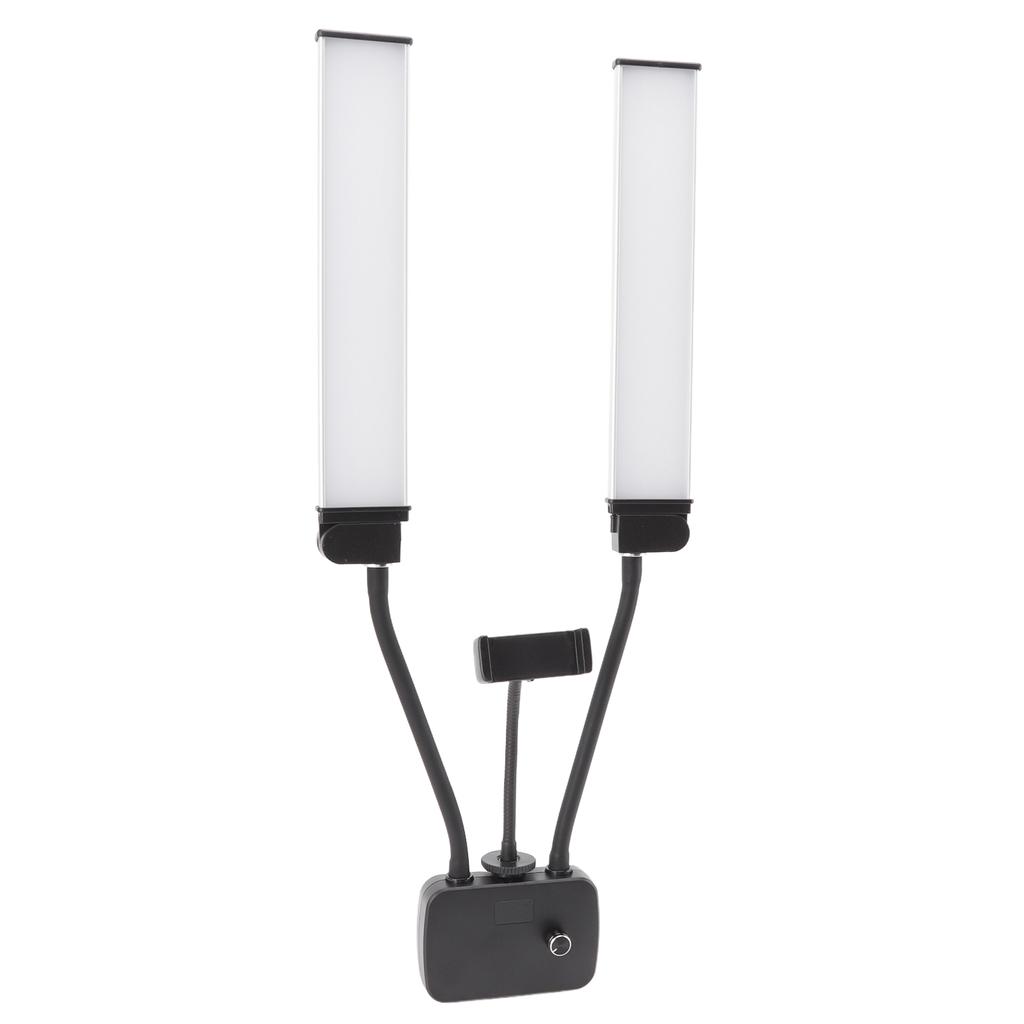 Lumină LED de Umplere 3200K la 5600K Brațe Duble Luminozitate Ajustabilă USB cu Suport pentru Telefon Video