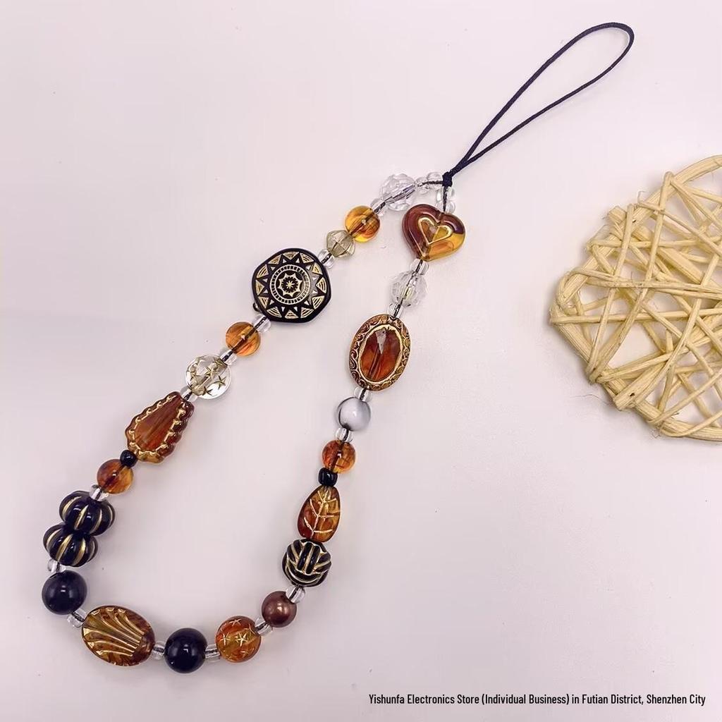 Handmade Amber Candy Chain & Beads Minimalist Camera Lanyard Pendant - Retro Style