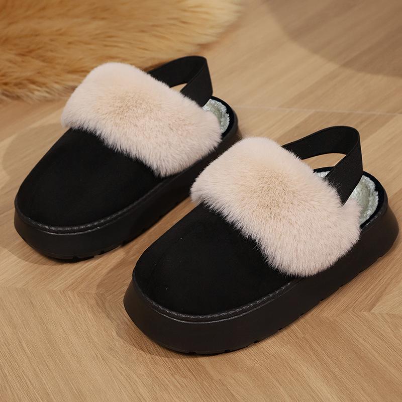 Cotton Slippers for Women, Suitable for Indoor and Outdoor Wear in Winter. Korean Version with Thick Sole and Plush Insulation