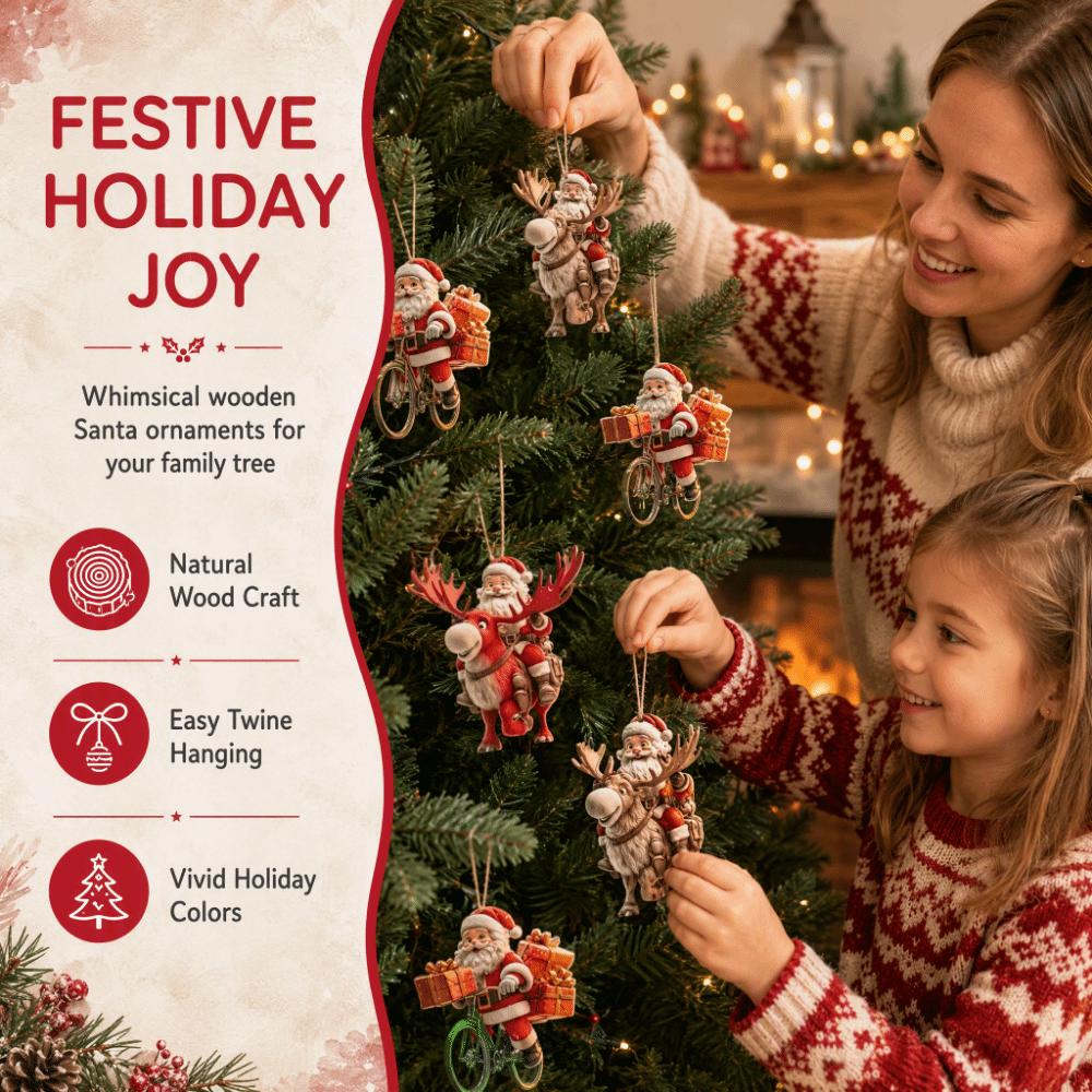 Unique Wooden Hanging Pendants Cute Christmas Decorations Set Office Decorations