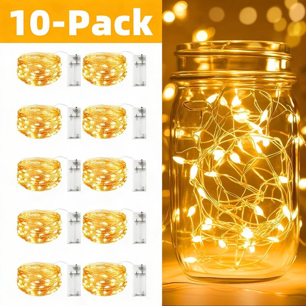 Set of 10 LED String Lights, 2m, 20 Bulbs, Fairy Lights, IndoorOutdoor Use, Christmas Decorations, Illumination Lights, Garland, Bedroom, Party,