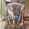 Majestic Elephant Portrait Theme Blanket Lightweight Warm Flannel Blanket Decorative Throw Blanket for Home Decoration