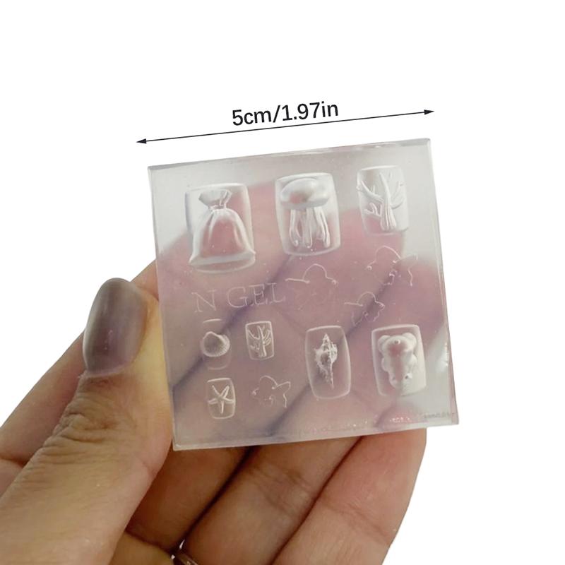 1 Pcs DIY Silicone Mold Nail Art Mold Sea Shell Starfish Goldfish Jellyfish Fish 3D Silicone Nail Mold Summer Sea Jellyfish
