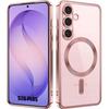 Coque pour Samsung Galaxy S26 Ultra, Protection Antichoc Contour Chromé Rose avec Cercle Magnétique