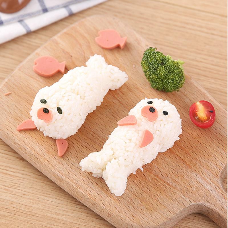 Roztomilá forma na rýžové koule ve tvaru tuleně, DIY sushi rýže bento modelovací forma, kreslený dětský styler na rýžové koule, forma na rýži, kuchyňské nářadí