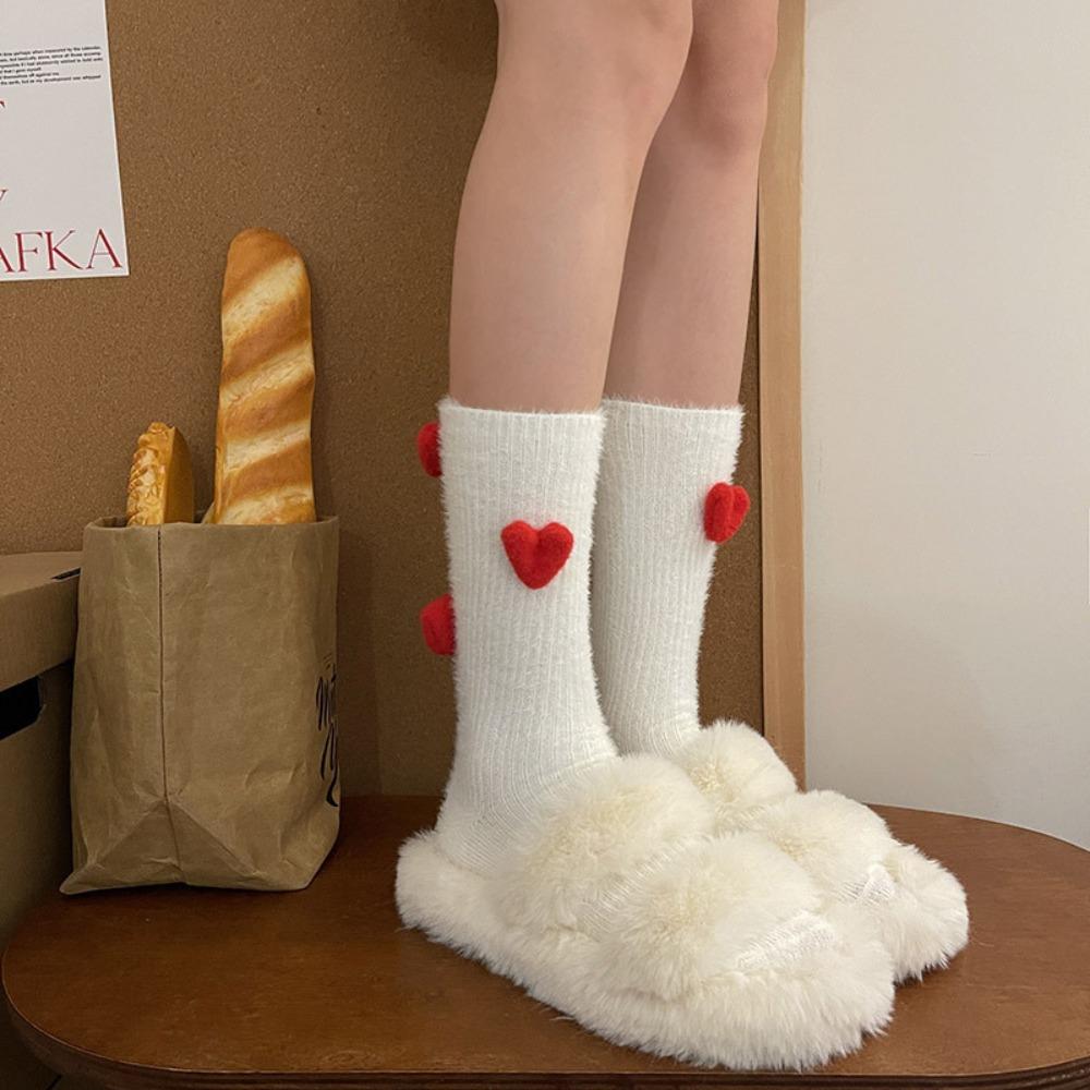 

Accessories Plush Heart Shape Socks Nylon Calf Socks New Sweet Style Socks