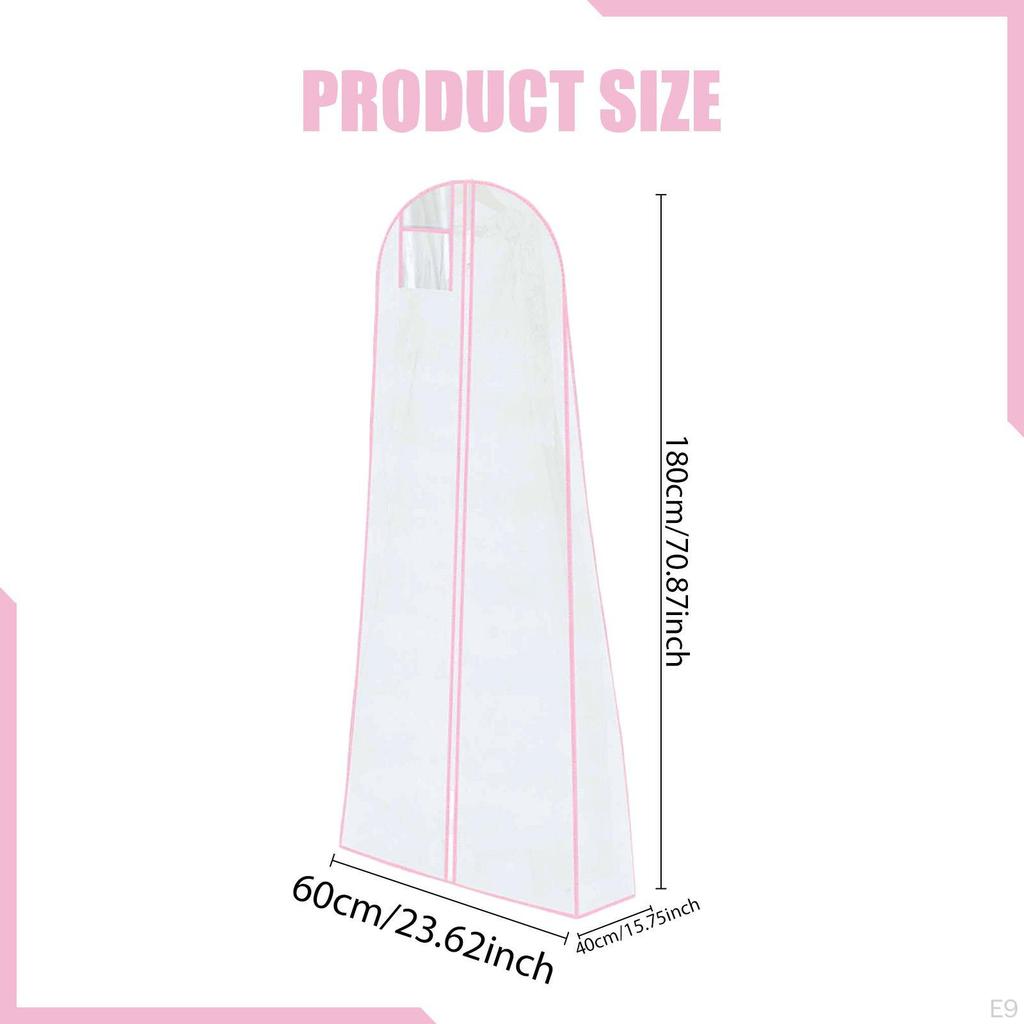Dust Cover for Wedding Dress, Storage Bag Evening Gown, Breathable Non-woven , Sturdy Zipper,