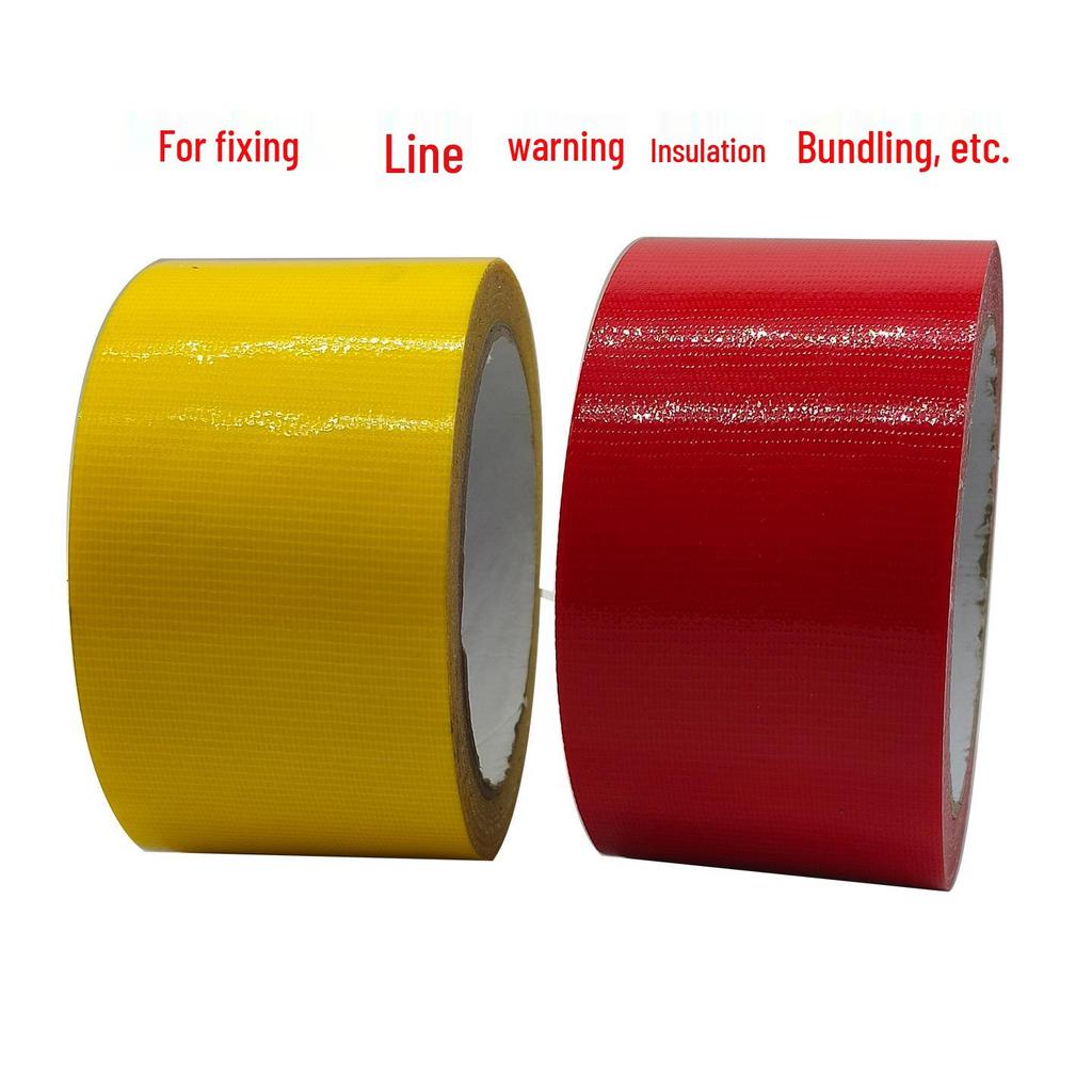 Heavy-Duty Waterproof Single-Sided Adhesive Fabric Tape for Carpet and Floor Insulation - No-Mess, Black/Red