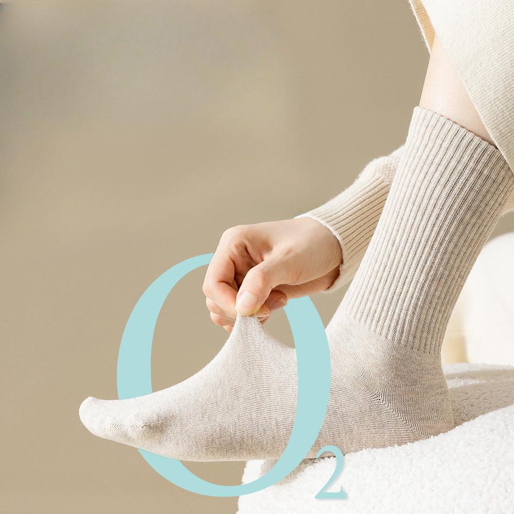 Women's Spring and Autumn Pure Cotton Long Socks Winter Antibacterial Spring Style Women's Mid-calf All-cotton Long Calf Anti-odor Cotton Socks