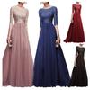 Women's V Neck Long Sleeve Loose Fit Evening Dress Solid Color Maxi Formal Gown