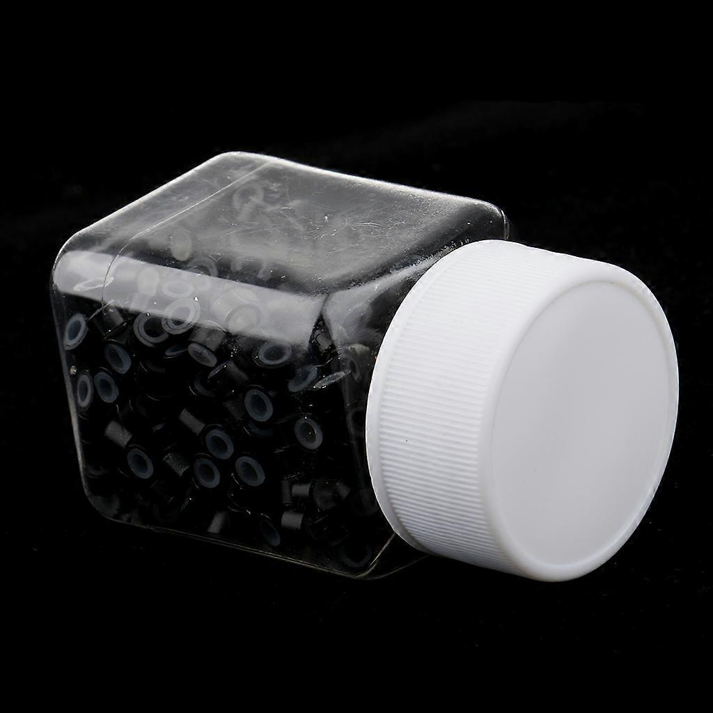 1000 Pieces Silicone Hair Extension Loops Micro Color Ring Beads Brown Black