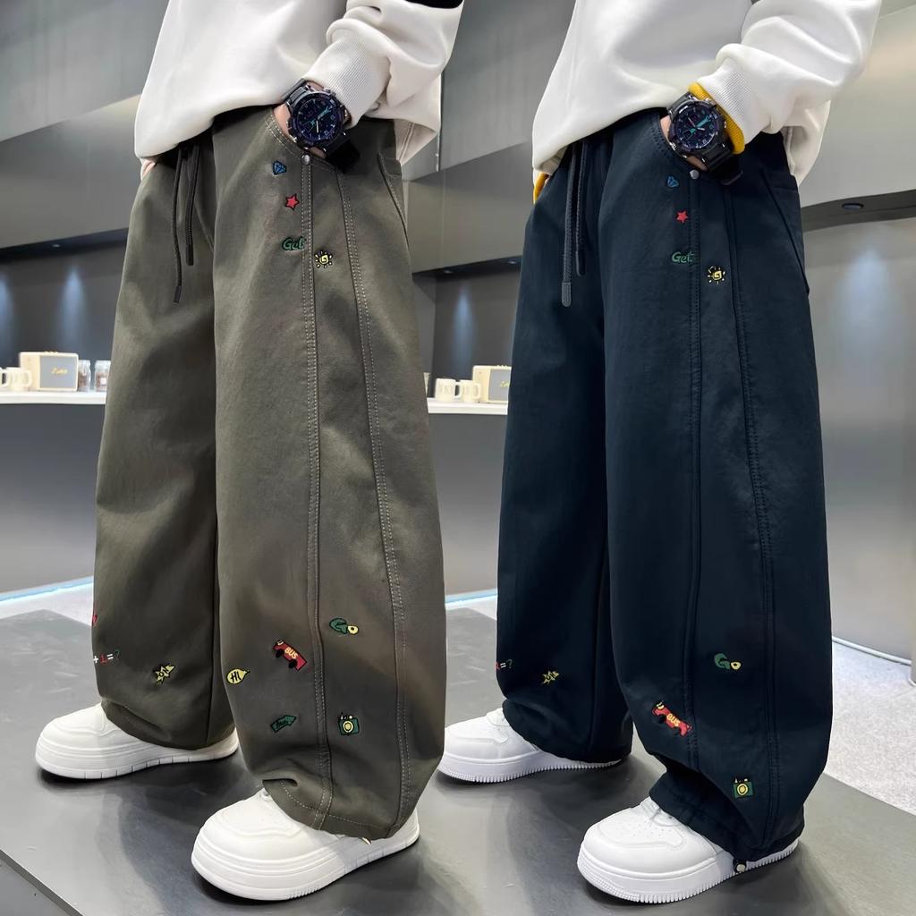Boys’ Trousers – Spring/Autumn Style, Large Sizes: Spring Wide-Leg Cuffed Trousers – Boys’ Spring Casual Trousers – Trendy