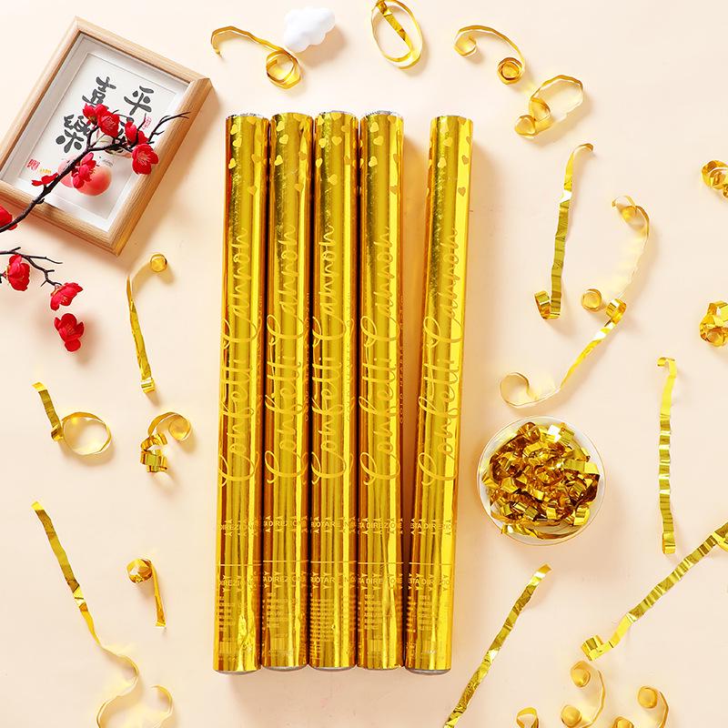 Gold Ribbon Handheld Sparkler Cannon: No-Mess Confetti & Streamer Party Popper for Weddings & Celebrations