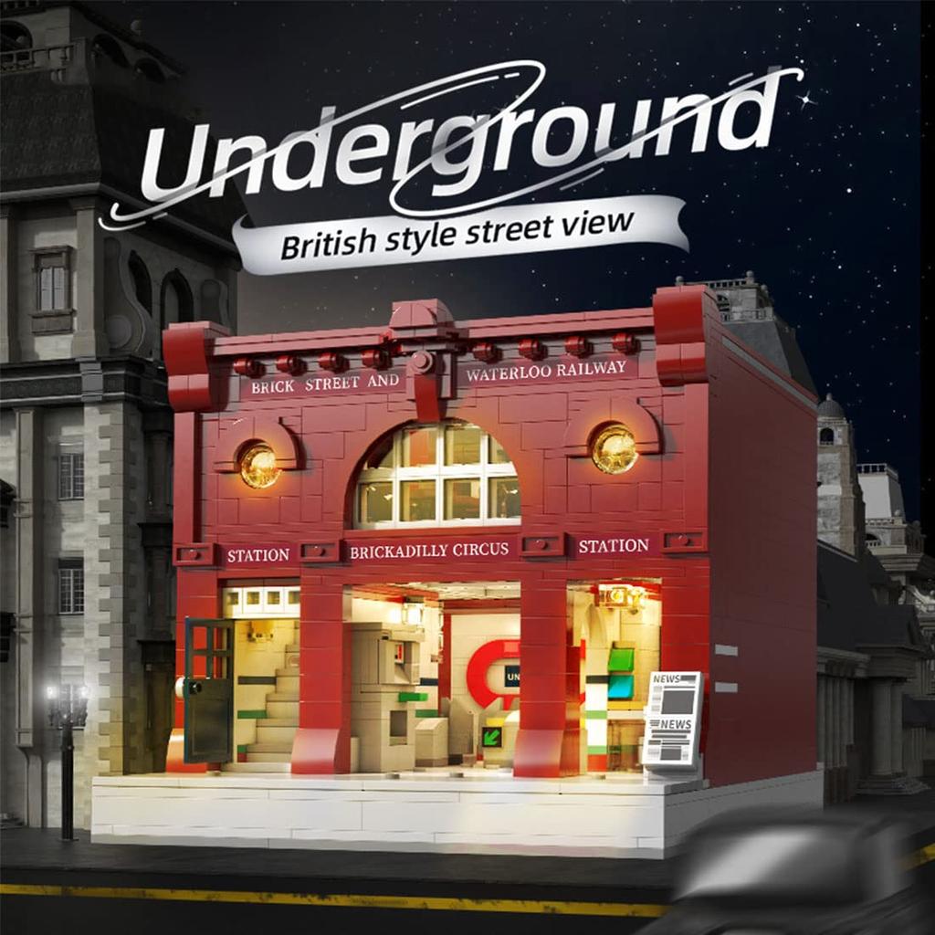 Street View London U-Bahn Station Ziegel Modell Verkehrshaus Retro Architektur Bausteine Spielzeug Geschenk