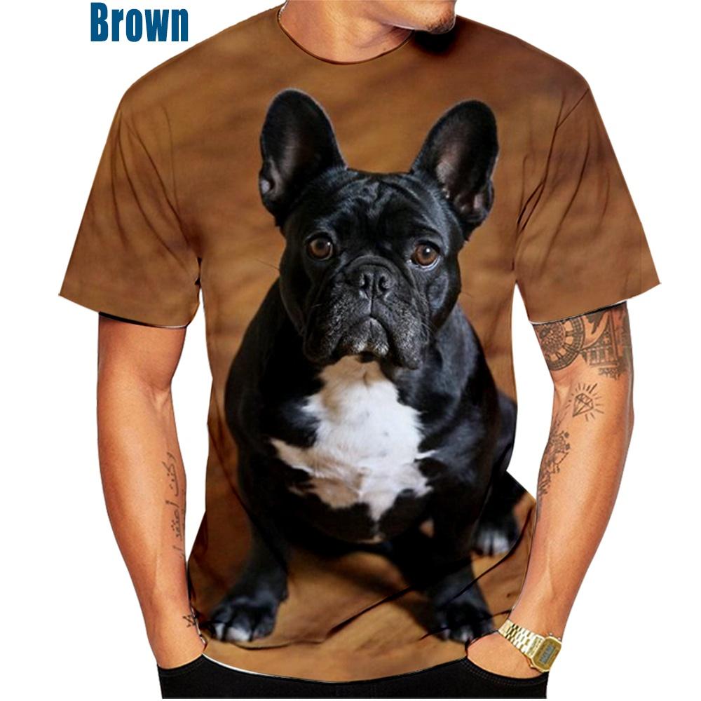 Summer New Fashion Cute French Bulldog Animal 3D Print Men's T-Shirt Casual Stylish Loose Large Size Top XS-6X
