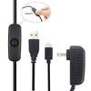 Universal Raspberry Pi 4B Power Supply 5V 3A with Switch, 1m Cord