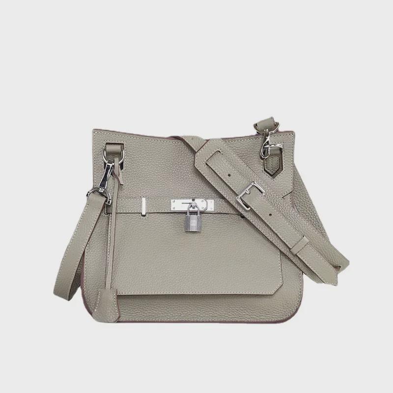 Leder Platinum Lock Tasche - Rindsleder mit Lychee-Narbenmuster Schulter- & Messenger-Stil