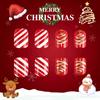 Christmas Short Square False Acrylic Nails with Elk Snowflake Designs and Winter Artificial Nail Art for Women and Girls