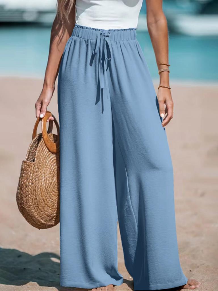 Pantaloni da donna larghi a gamba larga con coulisse comodi casual alla moda per quattro stagioni