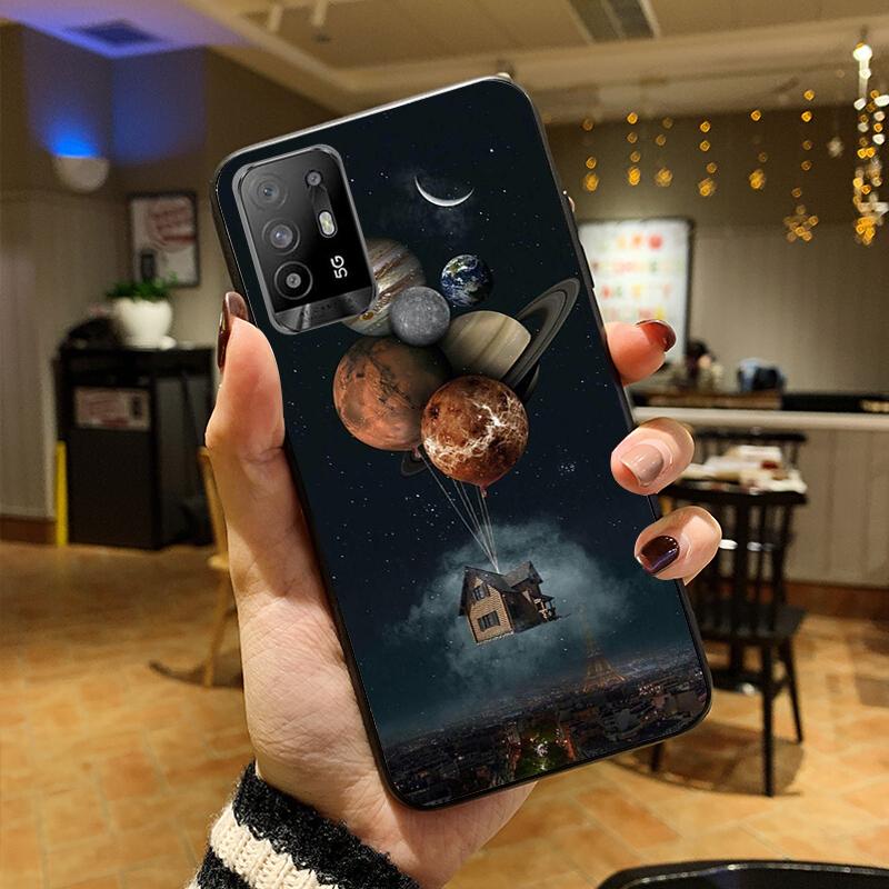 Moon Stars Space Astronaut Phone Case for OPPO A54 A74 A94 A53S A9 A5 A15 A16 A91 A96 A76 Reno8 8Pro Reno2 Z