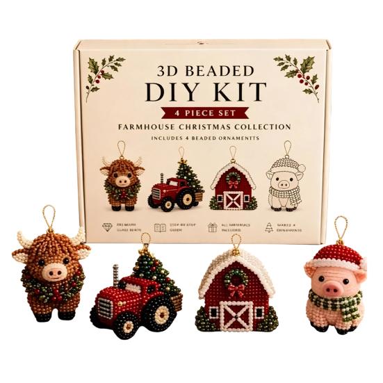 Set de mărgele fără lipici Kit DIY cu mărgele 3D, Set de meșteșuguri cu animale de Crăciun realiste, Kit tematic de broderie manuală ușoară pentru copii și adulți Educațional