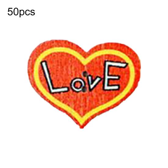 

50 Pcs Colorful Heart Shape Wooden Button DIY Sewing Scrapbooking Accessory Random Pattern