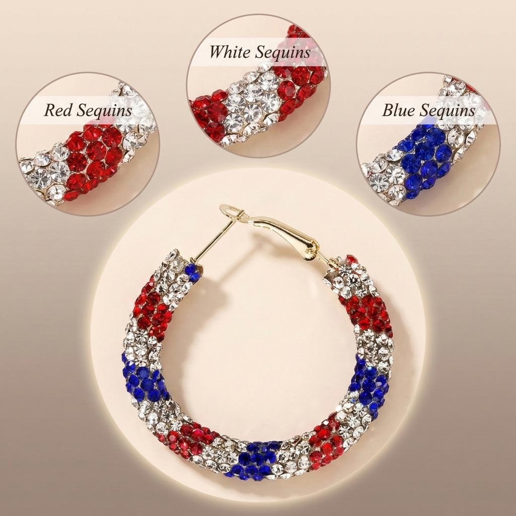 Fashion And Creative Independence Day Star Glitter Earrings