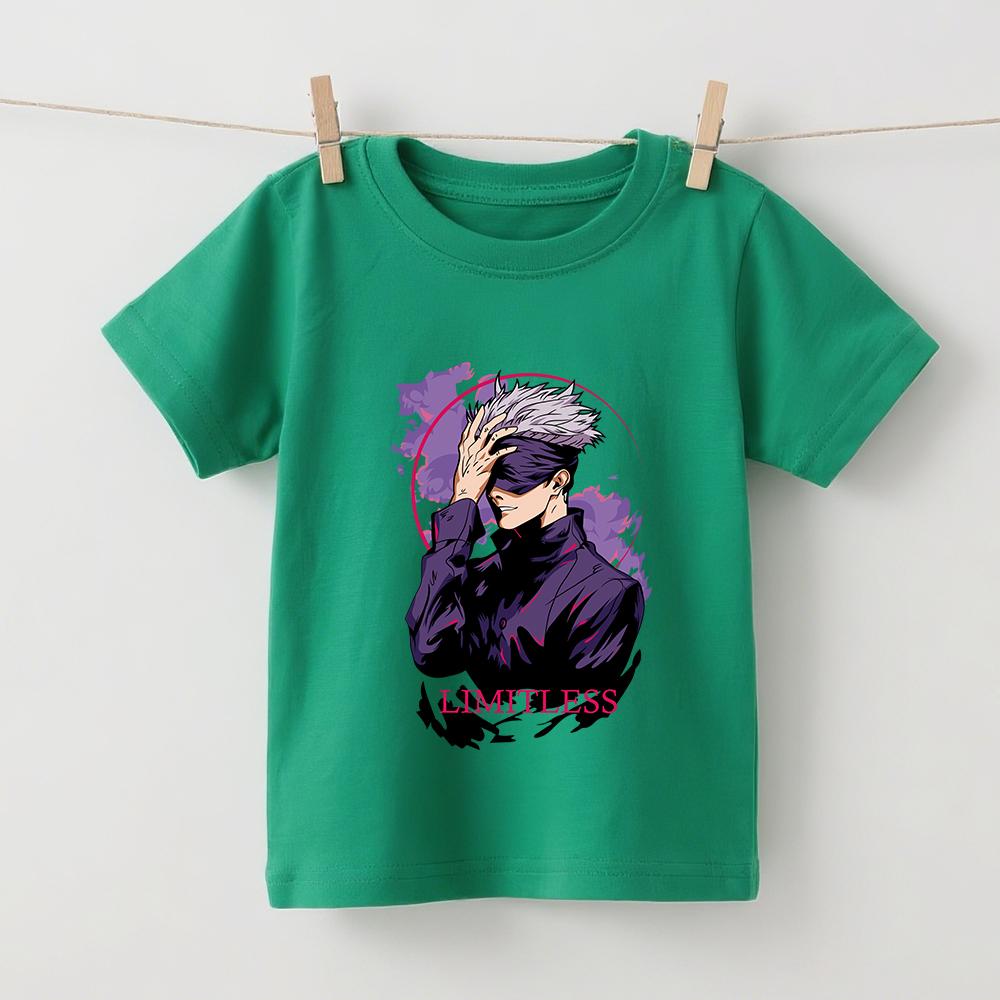 Jujutsu Kaisen Satoru Gojo Anime Print T Shirts for Boys Girls Cotton Soft Casual Tee Kids Short Sleeve Summer Top