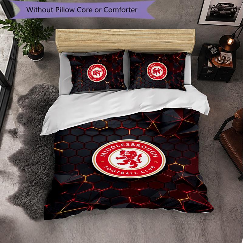 Biancheria da letto a tema Middlesbrough FC Set 3 Pezzi Copripiumino Biancheria da letto Decorativa per Camera Adolescenti Decorazione Casa