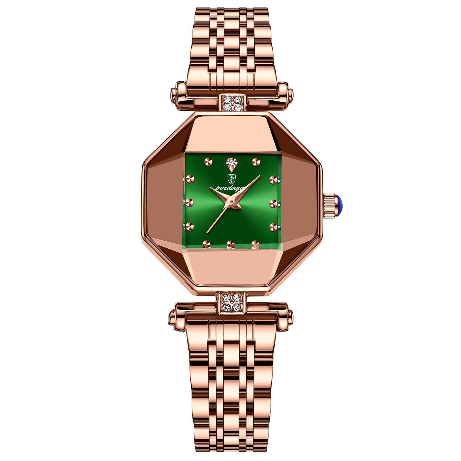 

POEDAGAR Luxury Fashion Women s Watch High Quality Casual Diamond Stainless Steel Waterproof Quartz Ladies Watch розового золота/зелёный