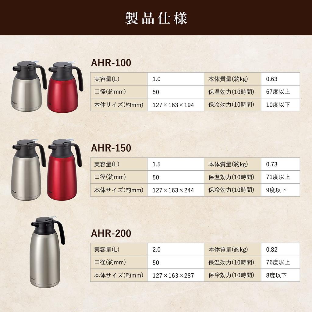 Peacock Thermal Pot Tabletop Pot Thermos Stainless Steel Handy Pot Thermal and Cold Insulation XA 2.0L AHR-200