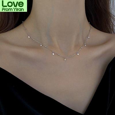 Real 925 Sterling Silver Geometric Round Choker Necklace For Fashion Women Minimalist Fine Jewelry Cute Accessories Gift