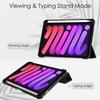 For iPad Mini 7 6 8.3'' with Pencil Holder-[Tri-fold Stand + Auto Wake/Sleep], High-grade Acrylic Case Transparent Back Cover