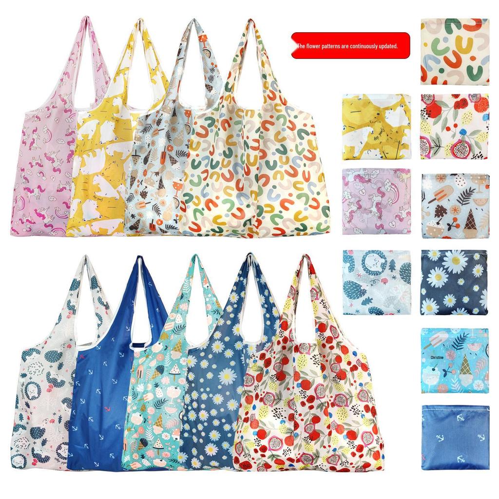 Eco-Friendly Large Capacity Foldable Tote Bag - Creative, Portable, Printed, and In Stock