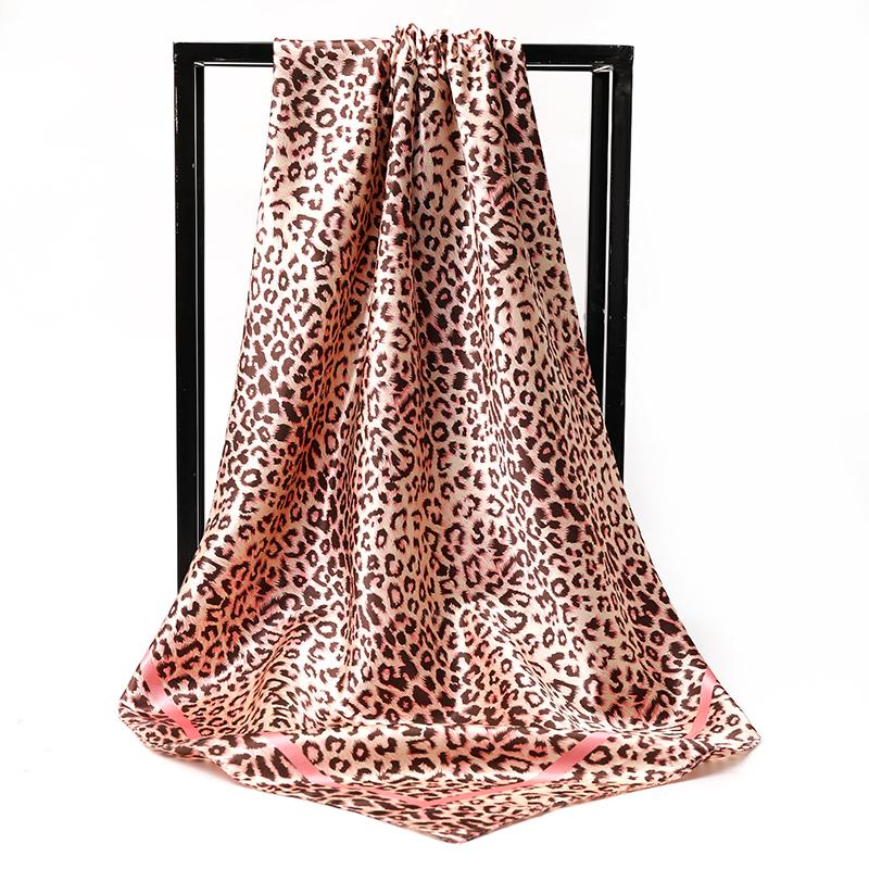1 Stück Leopardenmuster Imitation Seide Schal Lässiger Kopftuch Muslimische Frau Hijabs Schals Glatt Weich Haarschal Islimischer Turban Bandana