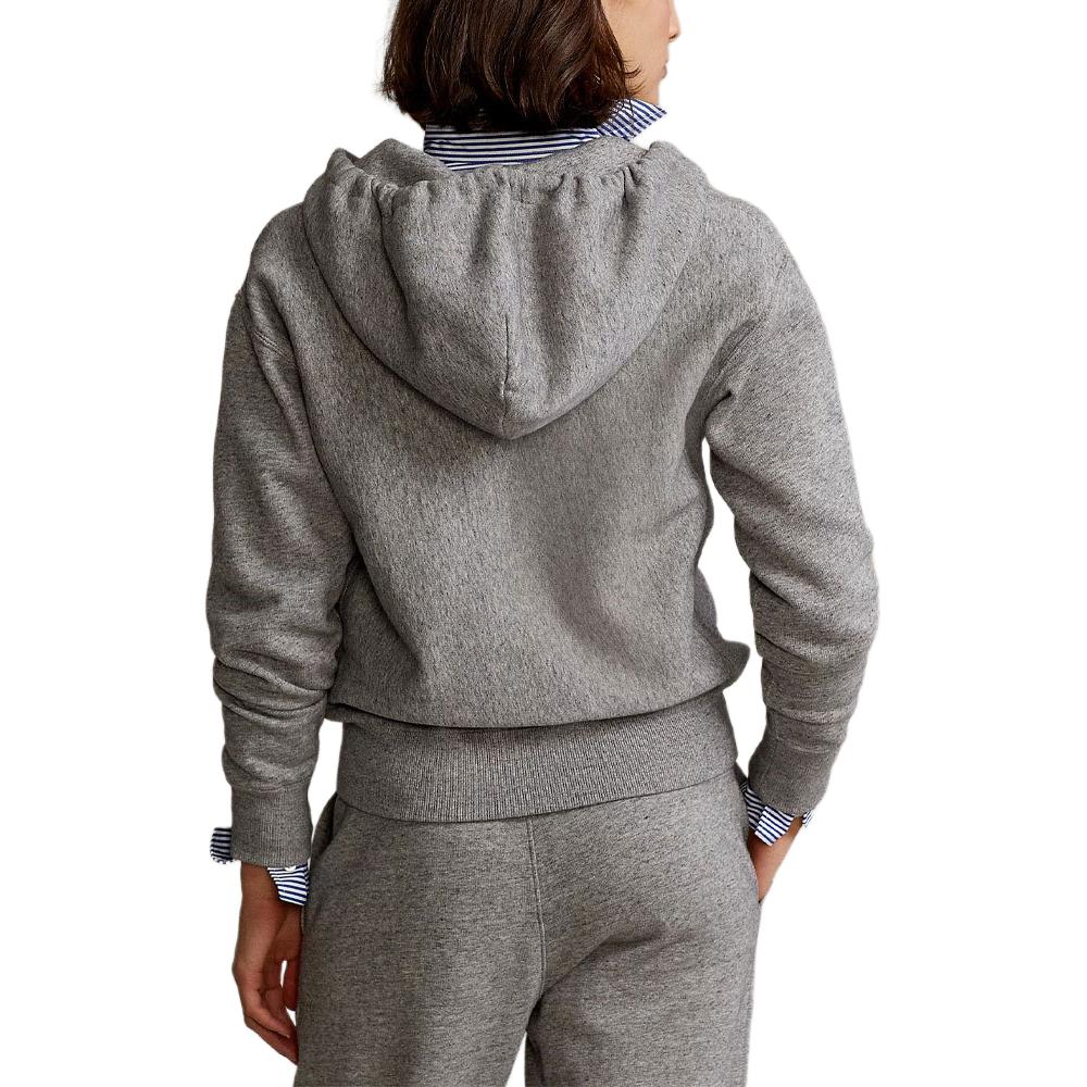 Polo Ralph Lauren Logo Embroidered Zipper Hoodie Loose Fit Long Sleeve Sweatshirt Women sweatshirt Gray WMPOKNINFB20705-020