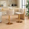 US Stock Set Of 2 Swivel Barstools Adjustable Seat Height With Gold-plating Base Tufted Back For Home Pub And Kitchen Island