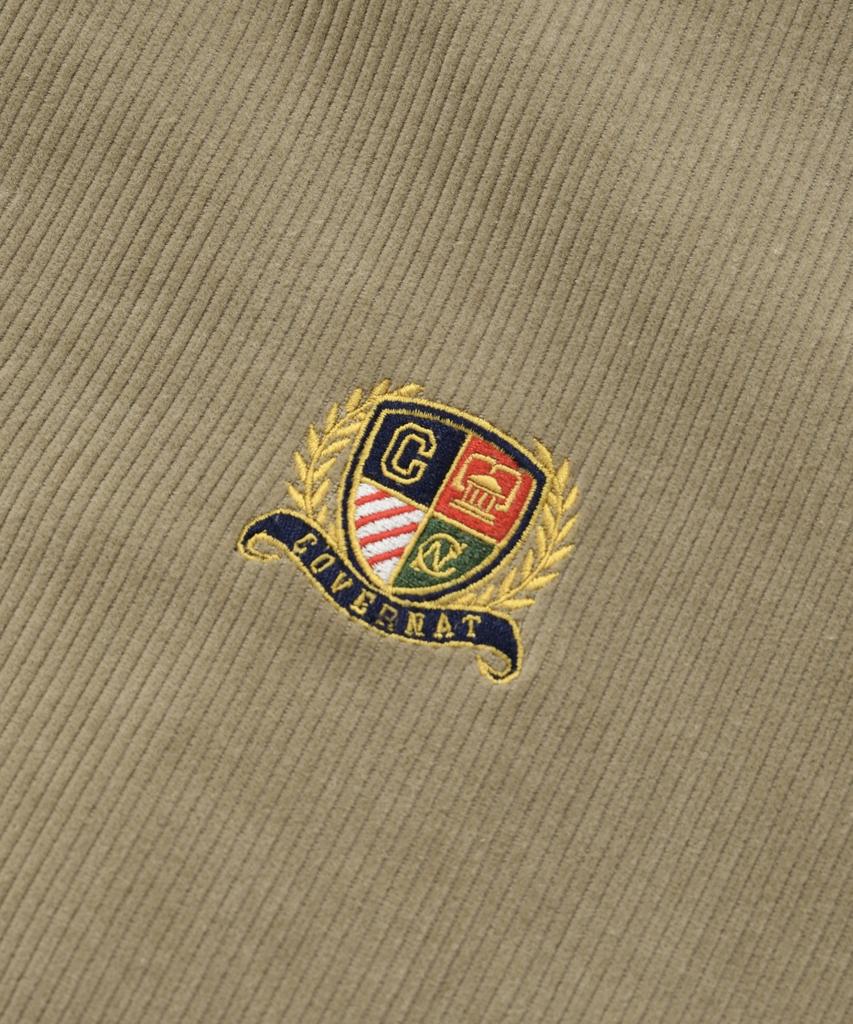 COVERNAT Preppy Corduroy Varsity Jacket Beige