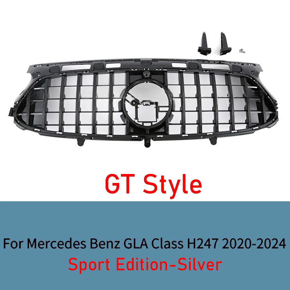 GTR Style Panamericana Grille for Mercedes GLA Class H247 2020-2025 Front Bumper Grill ABS Gloss Black AMG Line Car Accessories