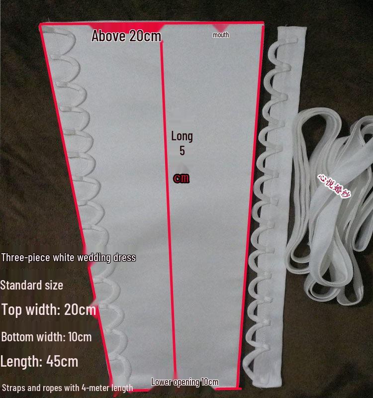 Modified Wedding Dress Accessories: Lace-Up Three-Piece Set with Back Zipper Replacement and Eyelet Trim Rope. Bright Red Three-Piece Set