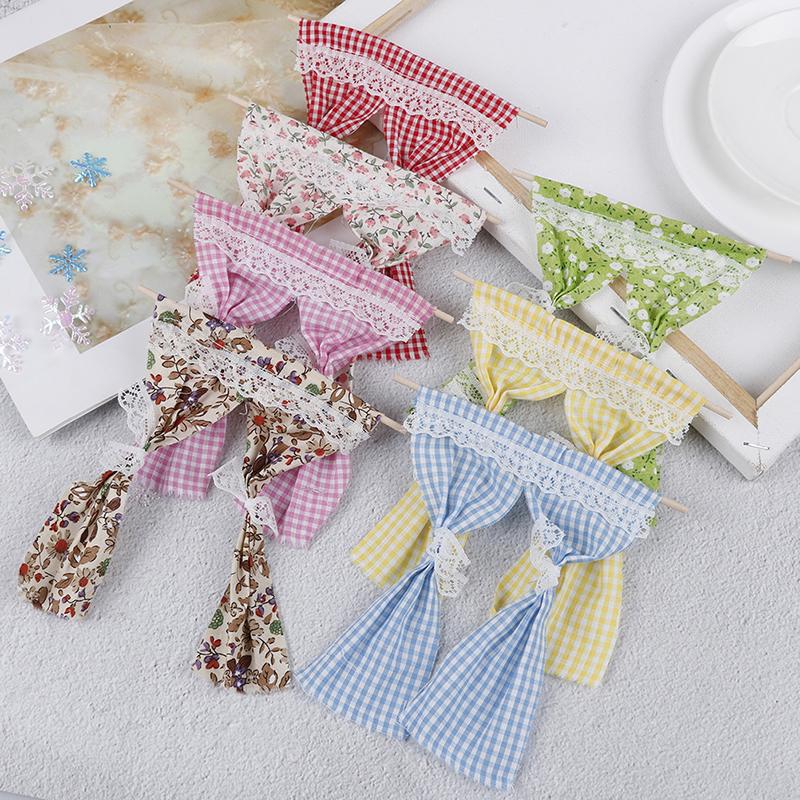 Dollhouse Miniatures Lace Pink Curtain For 1/12 Scale Dollhouse Furniture Decor