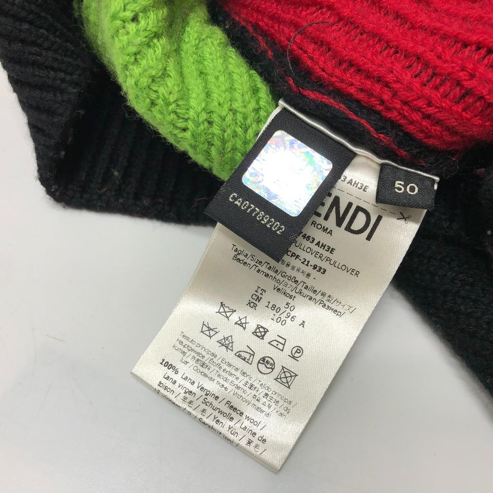 Fendi FZY463 AH3E 21AW Logo Multicolore ARTIST ALLOVER Crew Neck Top Sweater